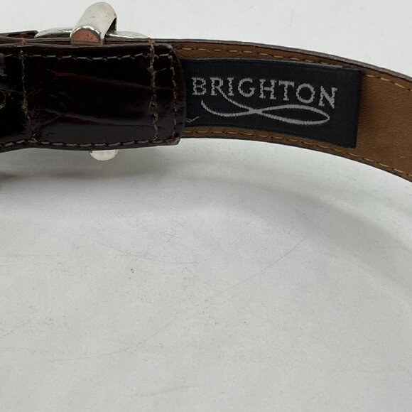 Brighton Allegro Swirl Brown Mock Crocodile Leather Waist Belt Women's L 24507 - Picture 7 of 9